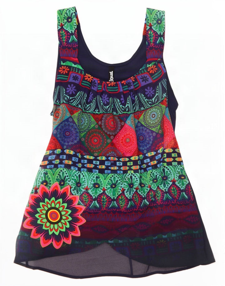 Blusa gráfica feminina Desigual Top UK 8 pequena floral multicolorida