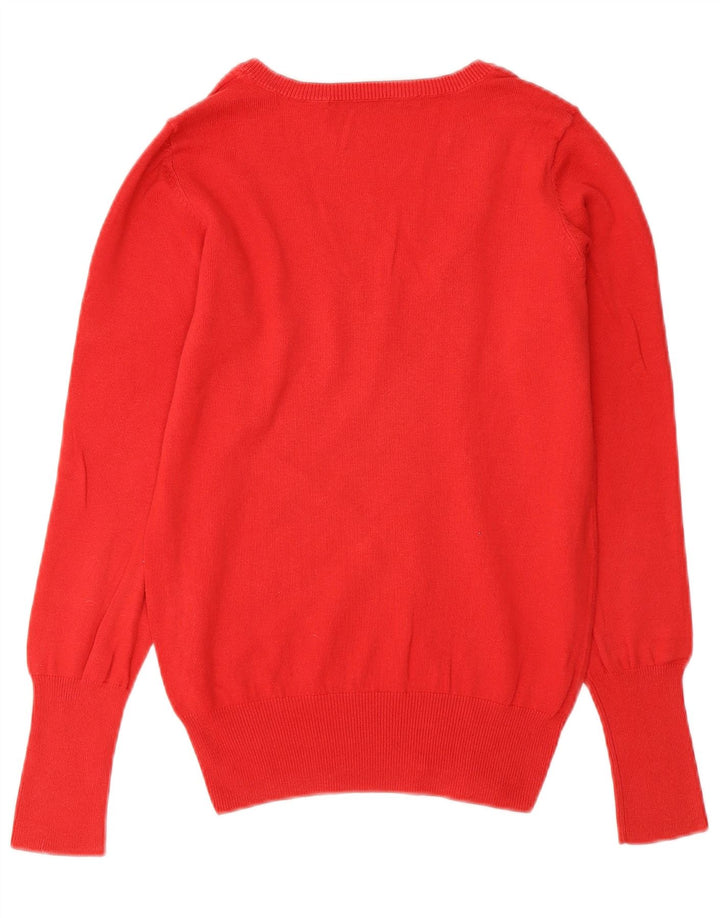 Suéter feminino Zara com decote em V Reino Unido 12 médio laranja