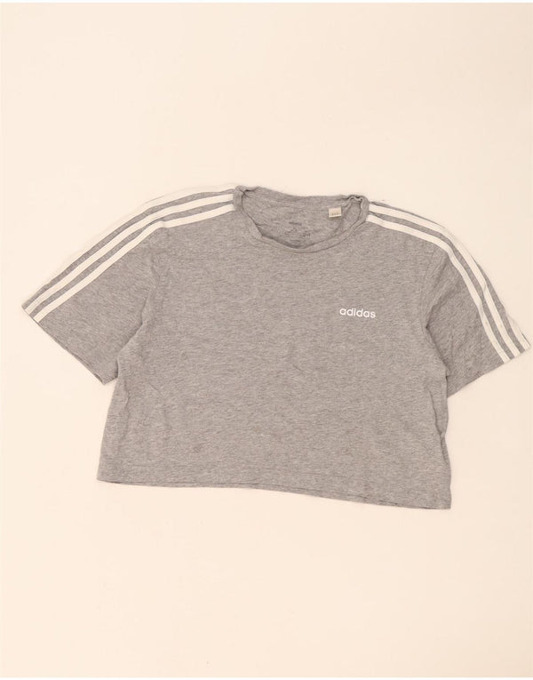 Adidas Womens Crop Oversized T-Shirt Top Reino Unido 8/10 Pequeno Algodão Cinza