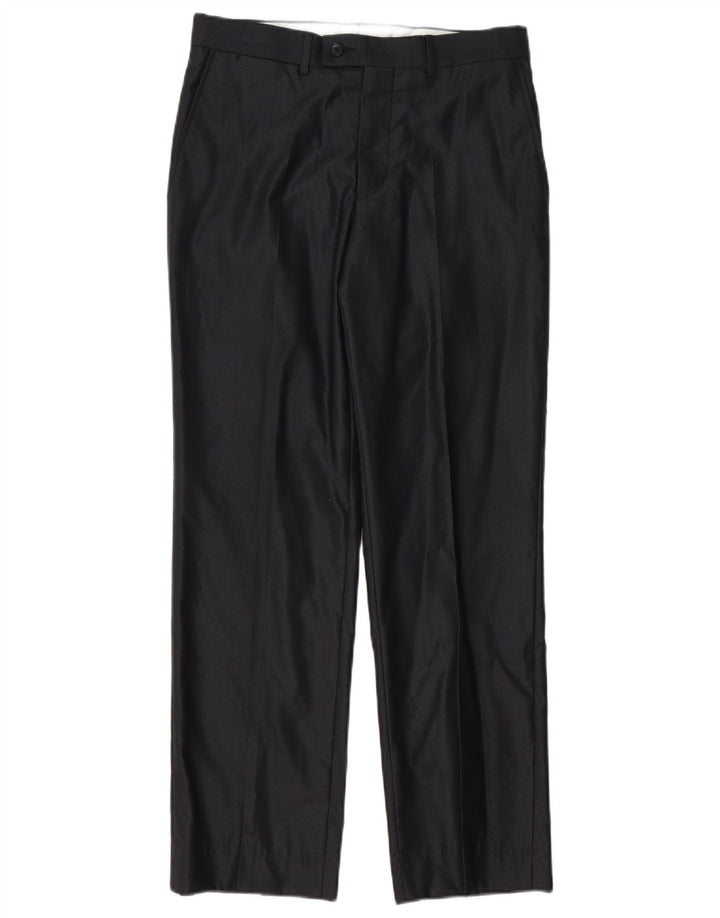 Zara Mens Straight Suit Calças EU 38 Pequeno W30 L30 Poliéster Preto