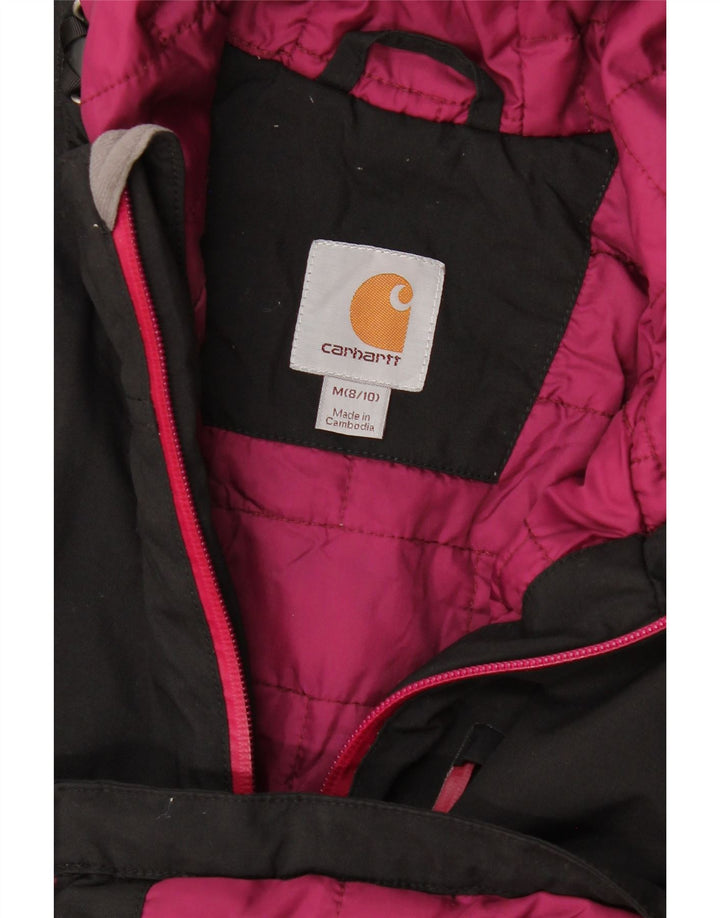 Jaqueta corta-vento feminina com capuz Carhartt EUA 8/10 poliéster preto médio