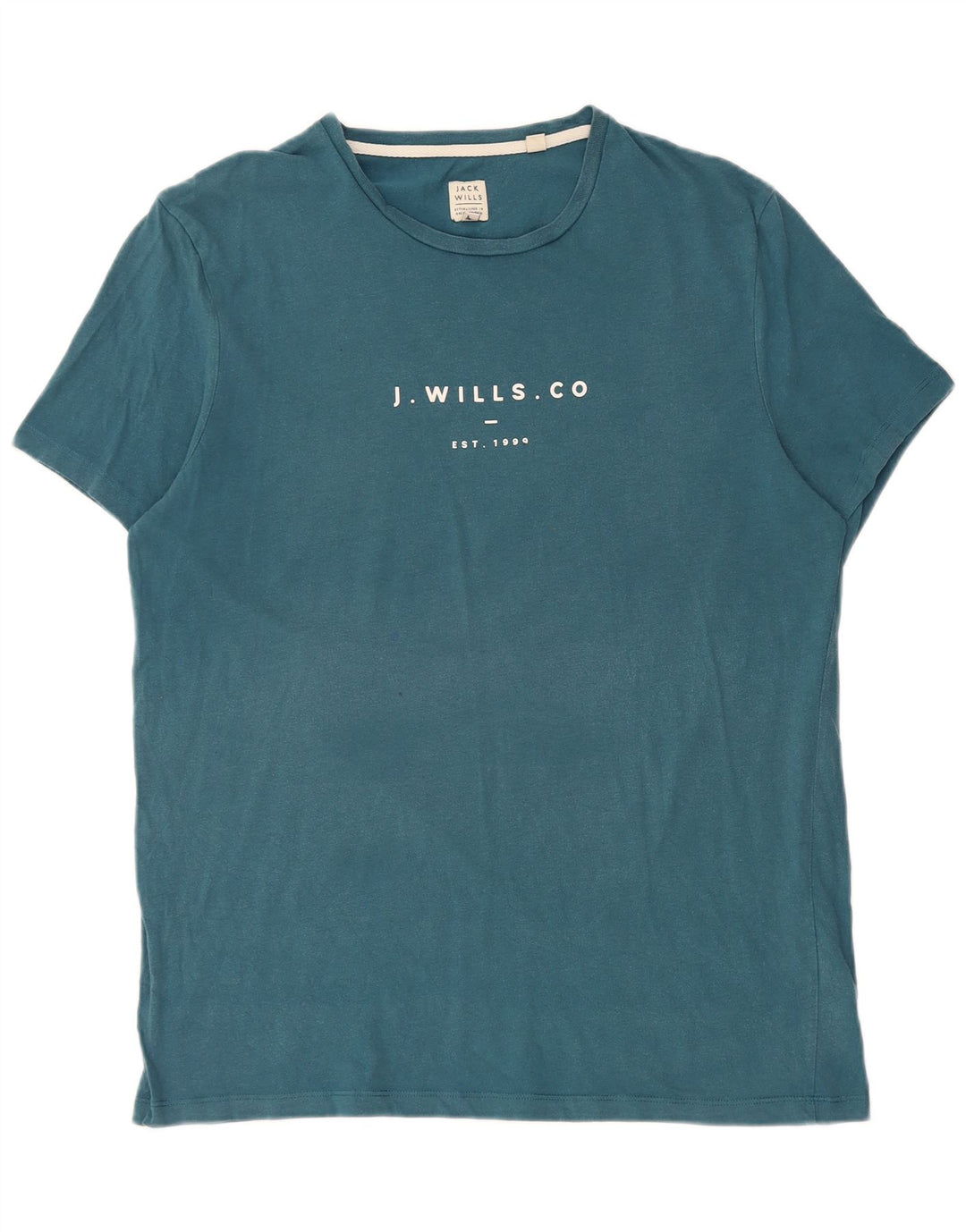 Camiseta masculina gráfica Jack Wills Top algodão azul médio