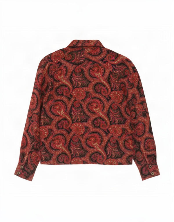 Blusa feminina vintage UK 18 XL vermelha Paisley Viscose
