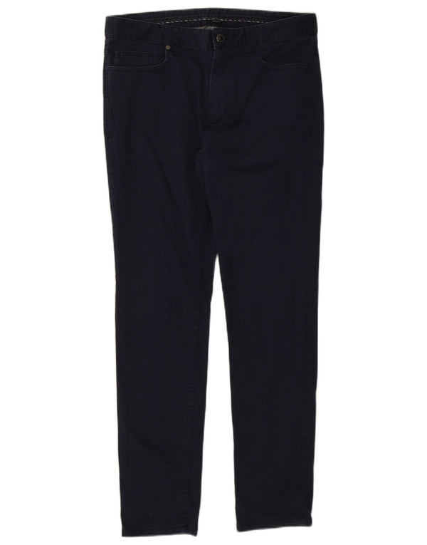 Zara Calça masculina slim casual UE 42 grande W32 L30 algodão azul marinho