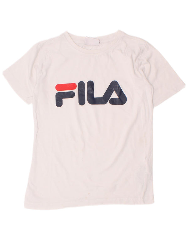 Camiseta Fila Meninos Graphic 7-8 Anos Algodão Branco