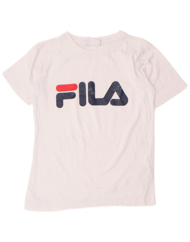 Camiseta Fila Meninos Graphic 7-8 Anos Algodão Branco