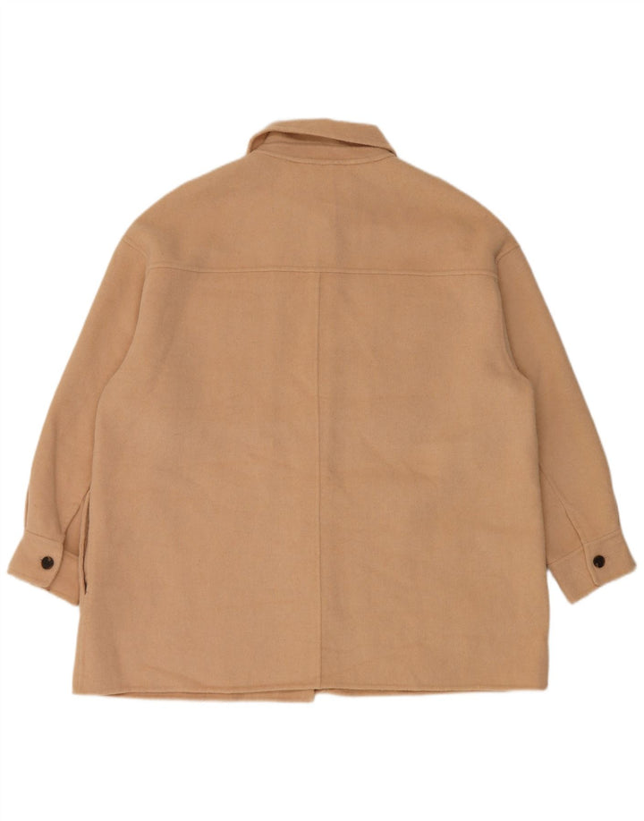 Zara Jaqueta Bomber Oversized Feminina Reino Unido 14 Lã Bege Médio