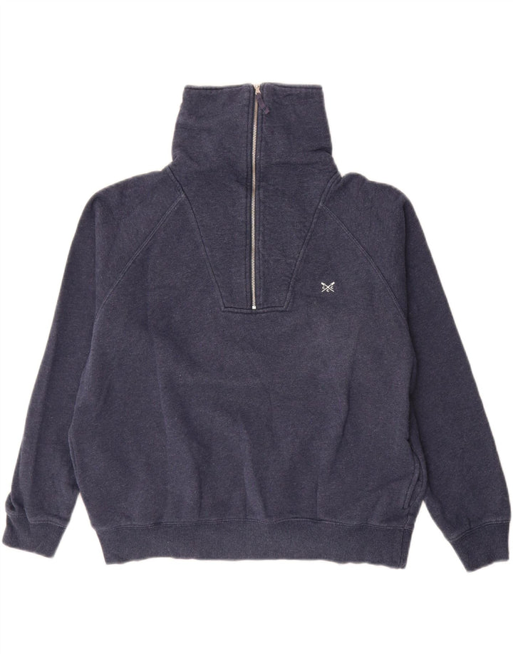 CREW CLOTHING Suéter feminino oversized com capuz Reino Unido 10 pequeno azul marinho