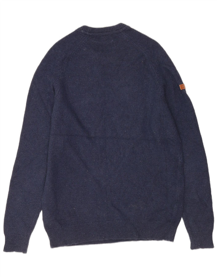 Suéter masculino Superdry com gola redonda e lã de cordeiro grande azul marinho