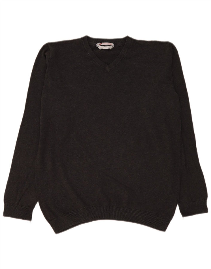 Suéter masculino Marks & Spencer com decote em V 15-16 anos algodão cinza