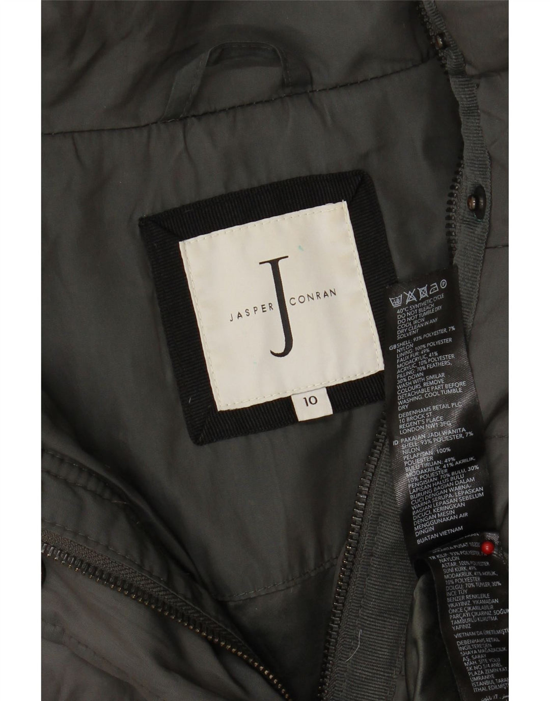 Jaqueta feminina acolchoada com capuz JASPER CONRAN UK 10 Small Grey Colourblock
