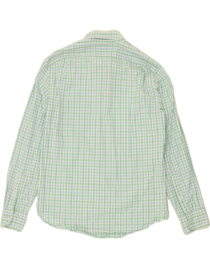 J. CREW Mens Flex Washed Slim Shirt Medium Green Gingham Cotton Vintage J. Crew and Second-Hand J. Crew from Messina Hembry 