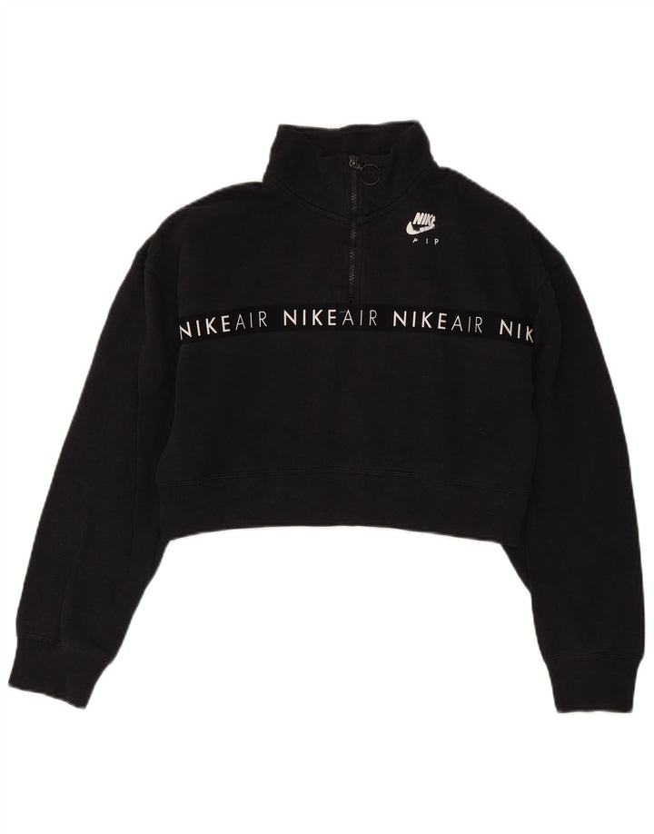 Moletom feminino Nike Oversized Graphic Crop Jumper UK 10 Pequeno Preto