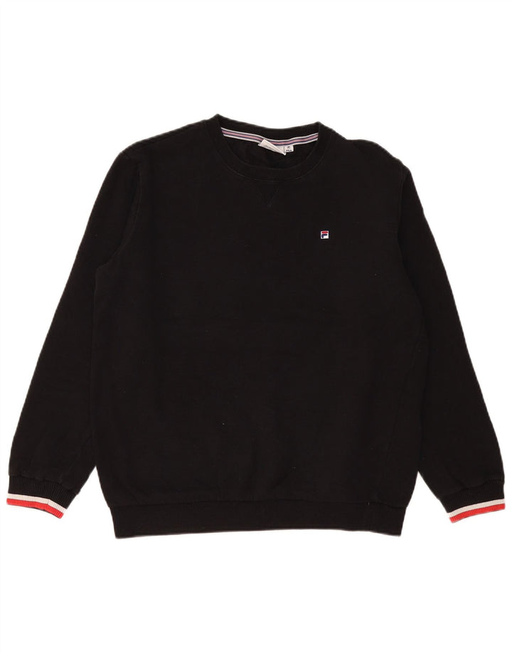 FILA moletom feminino oversized jumper UK 10 pequeno algodão preto