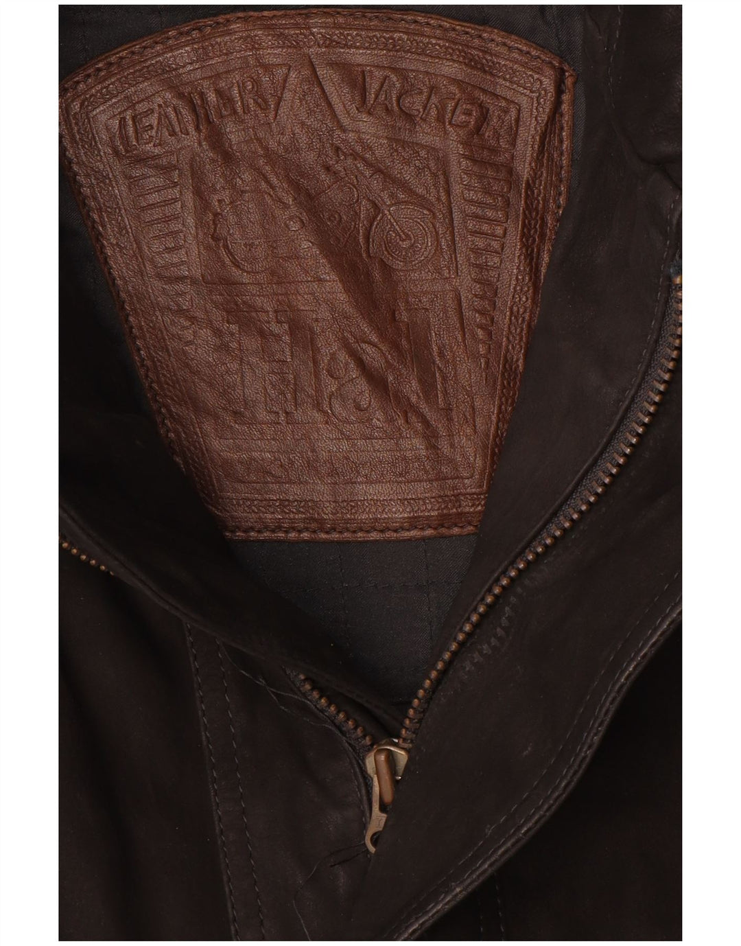 Casaco de couro masculino vintage UK 40 grande couro preto