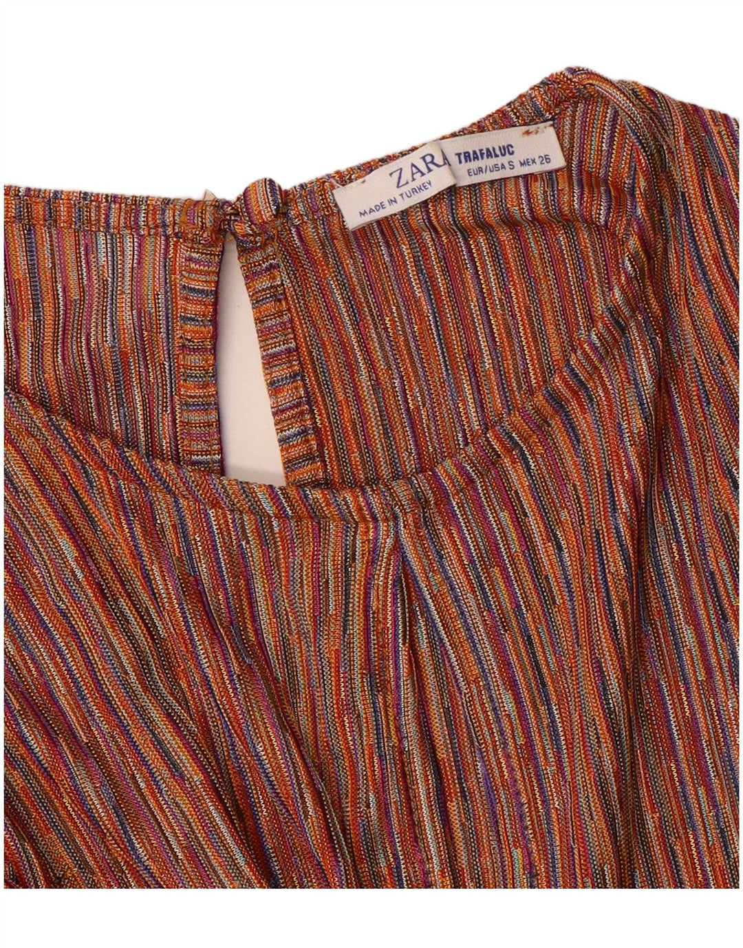 Macacão feminino Zara com gravata frontal UK 10 pequeno listrado multicolorido