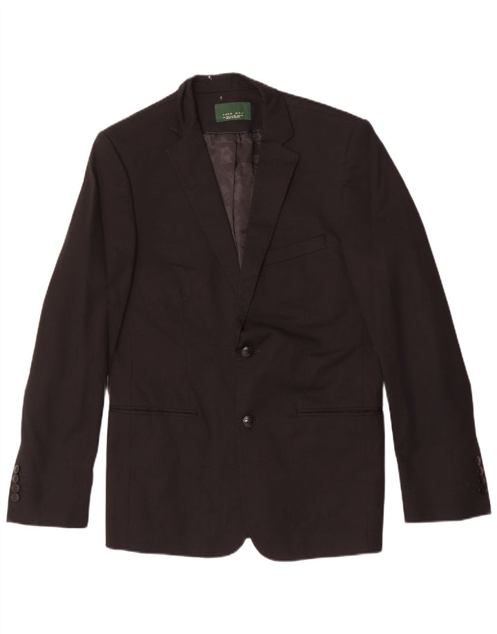 Jaqueta blazer masculina Zara com 2 botões EU 48 algodão preto médio