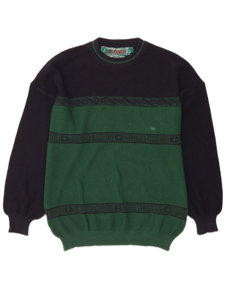 Suéter masculino Il Granchio com gola redonda e bloco colorido verde médio