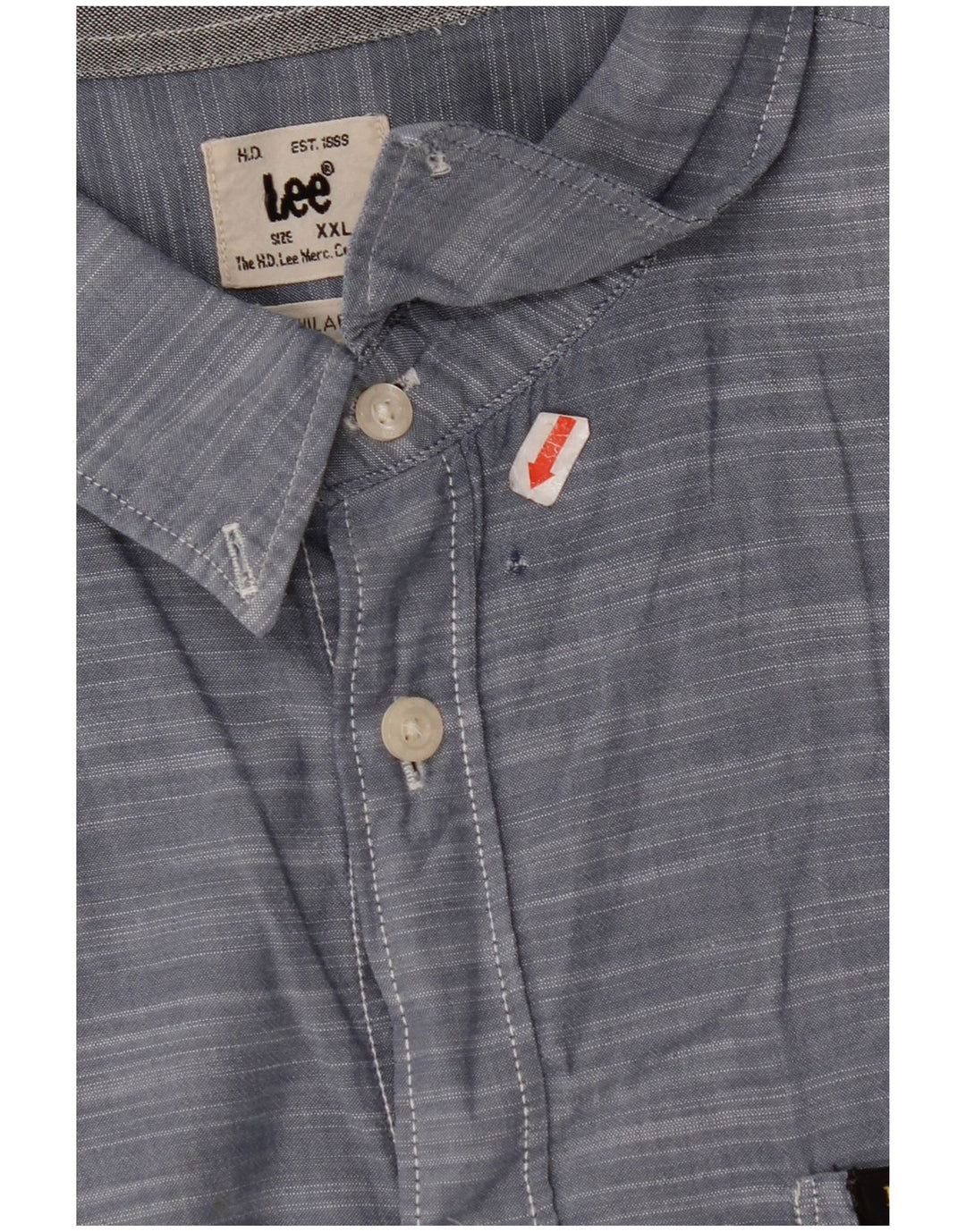 Camisa masculina de manga curta LEE Regular Fit 2XL algodão azul