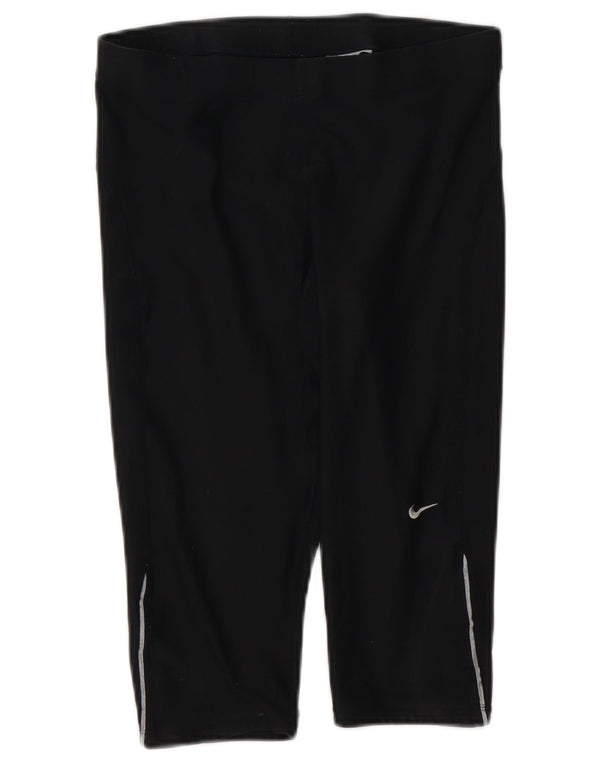 Nike Womens Dri Fit Capri Calças de treino UK 12/14 Médio Preto