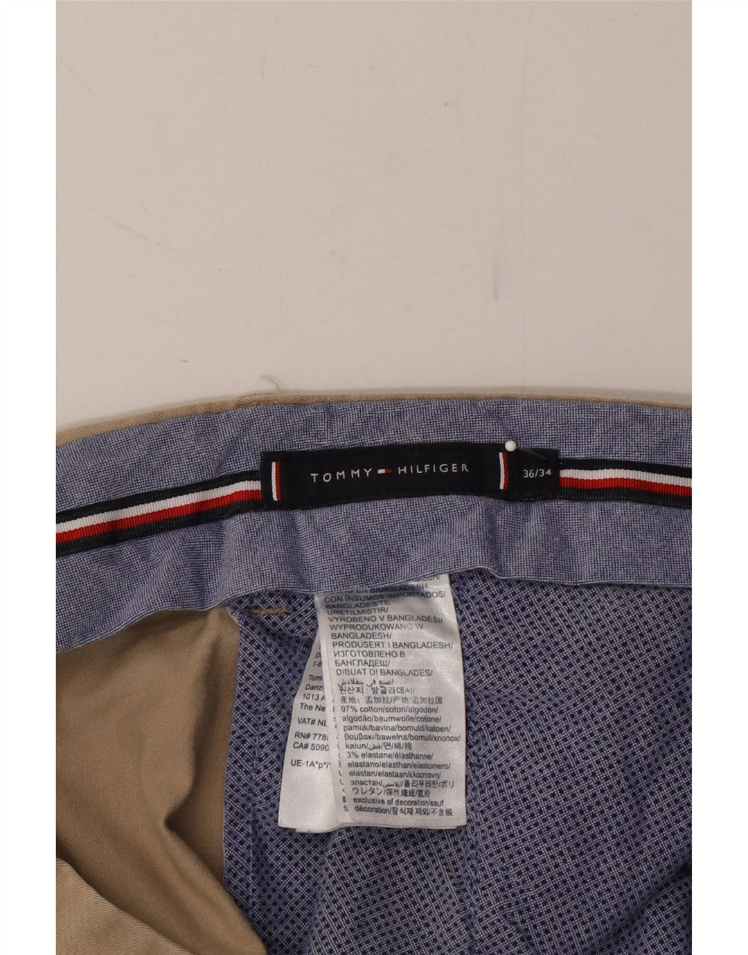 Calça Chino Masculina TOMMY HILFIGER W36 L34 Algodão Bege