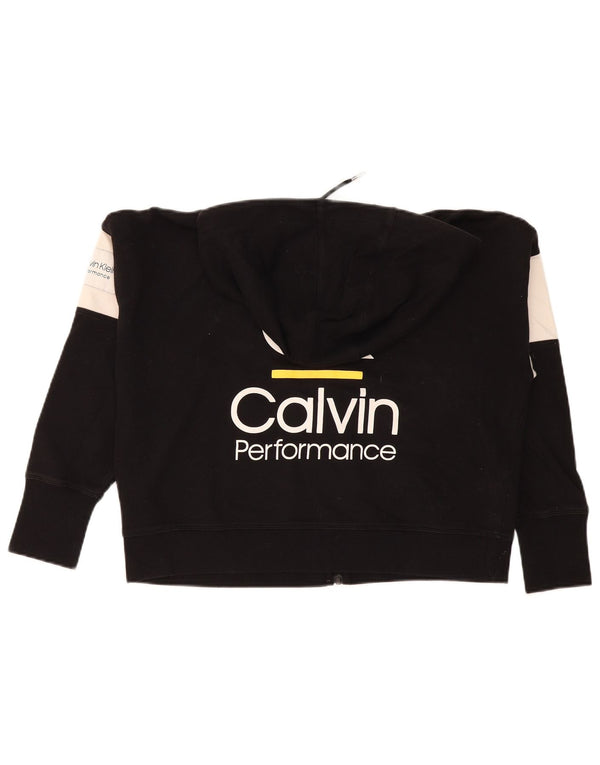 Suéter feminino Calvin Klein com capuz e zíper oversized UK 14 médio preto