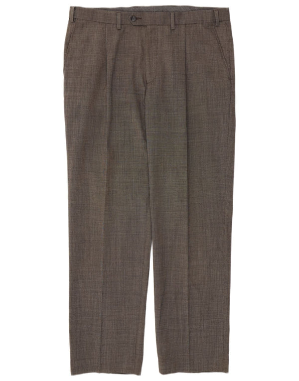 Calça casual masculina Marks & Spencer de ajuste regular W36 L31 poliéster cinza
