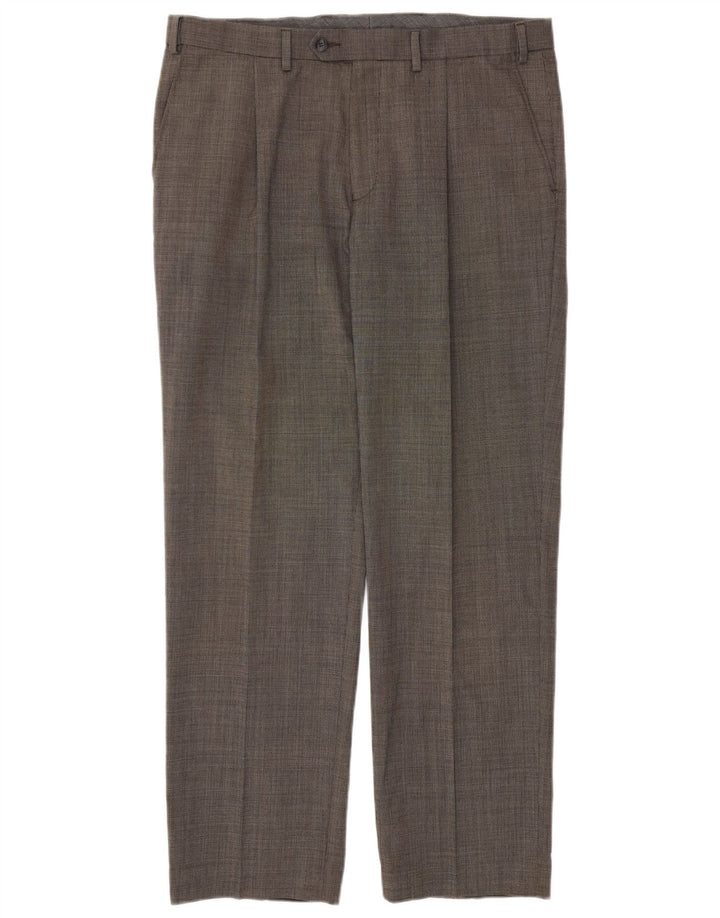 Calça casual masculina Marks & Spencer de ajuste regular W36 L31 poliéster cinza