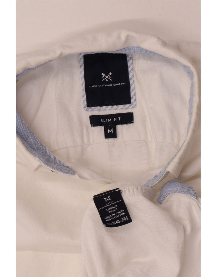 Camisa masculina Slim Fit Crew Clothing de algodão branco médio