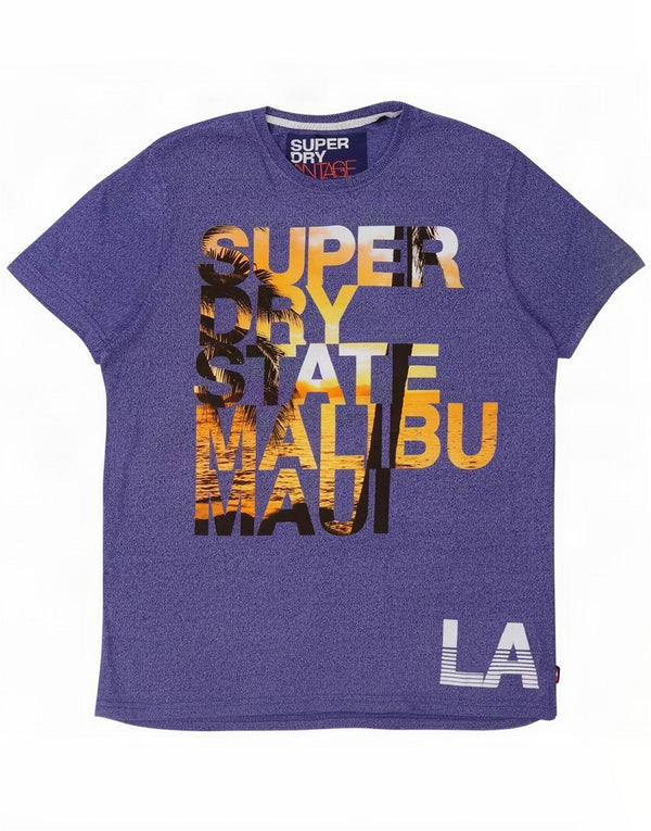 Camiseta masculina Superdry Malibu Graphic Top 2XL algodão manchado azul marinho