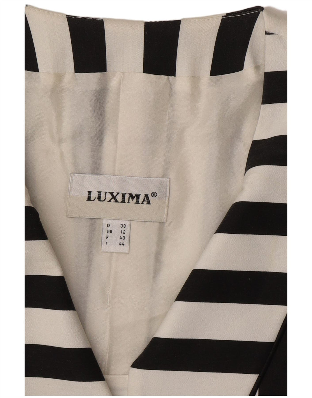 Jaqueta blazer feminina vintage com 5 botões Reino Unido 12 algodão listrado preto médio