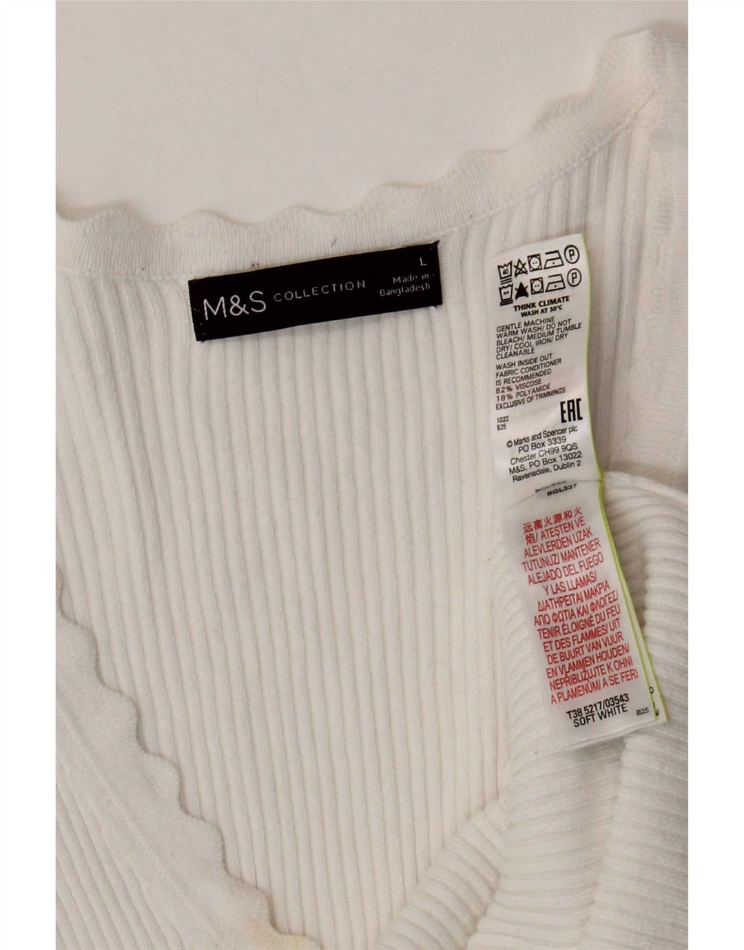 Camiseta feminina Marks & Spencer UK 14 grande viscose branca