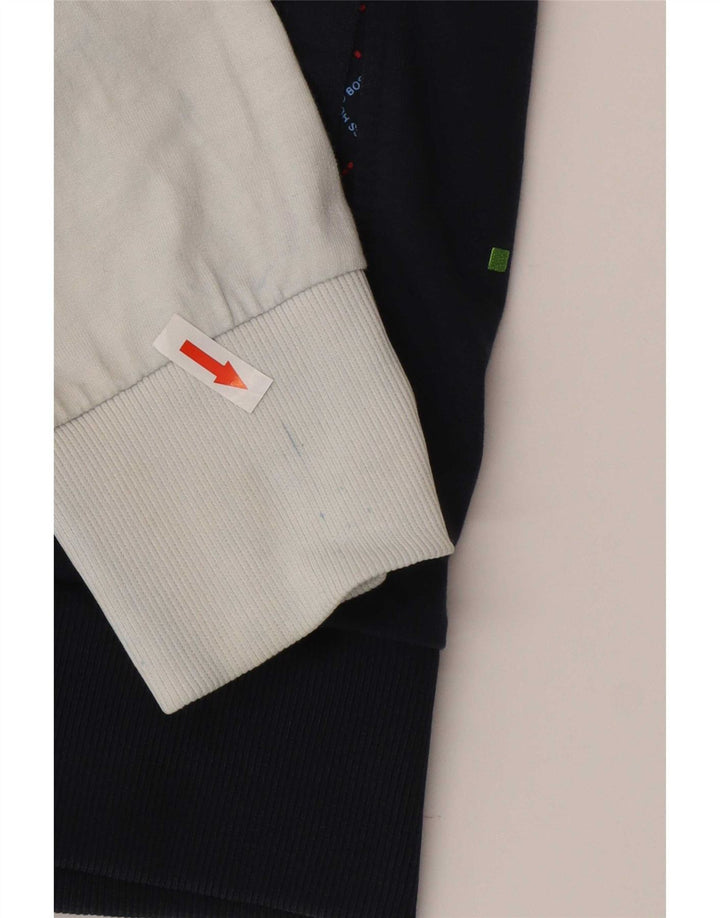 Hugo Boss Jaqueta masculina de agasalho grande bloco colorido branco