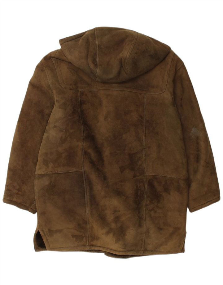 Sobretudo masculino VINTAGE com capuz e shearling IT 50 grande cáqui shearling