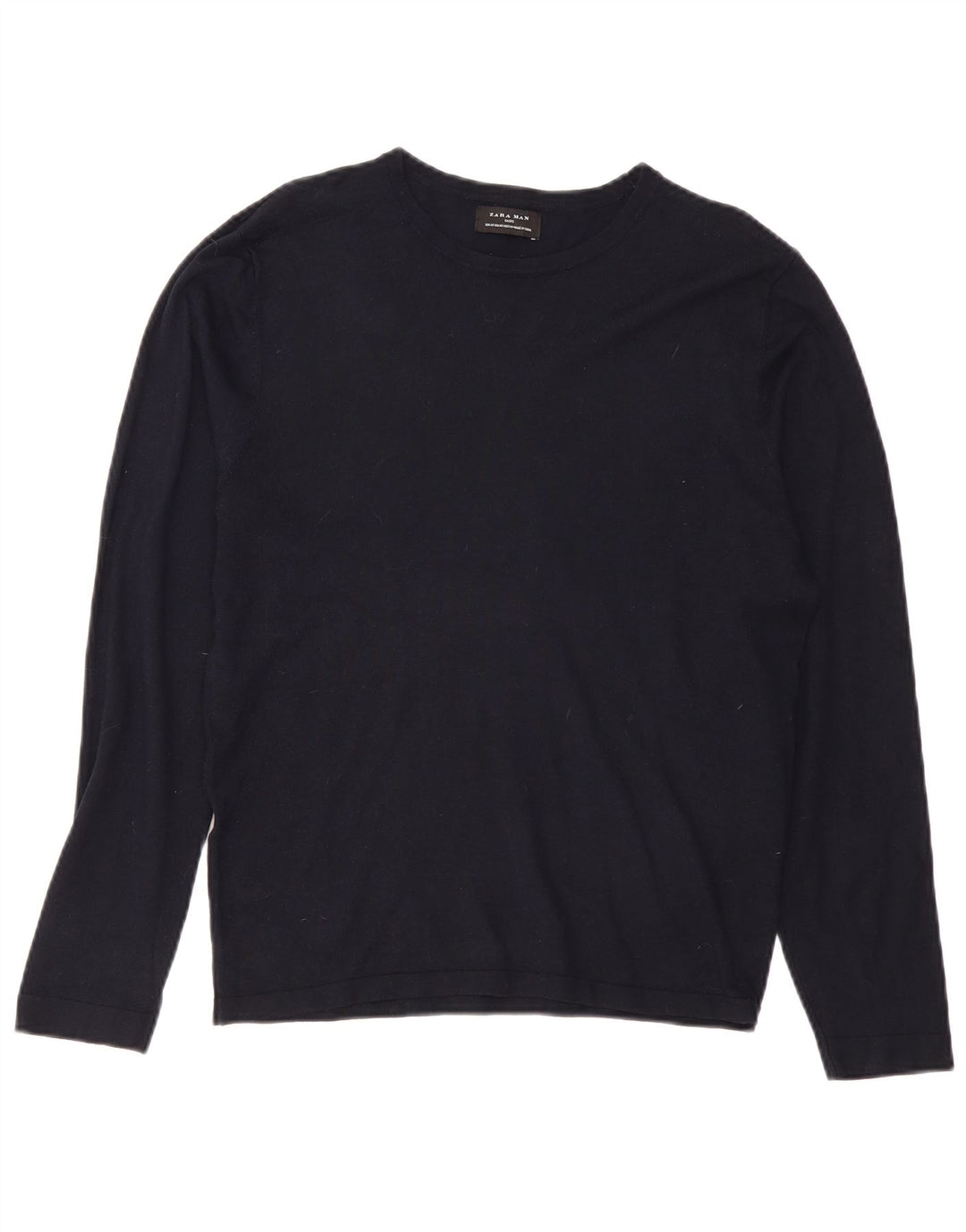Zara Suéter masculino com gola canoa e viscose azul marinho médio