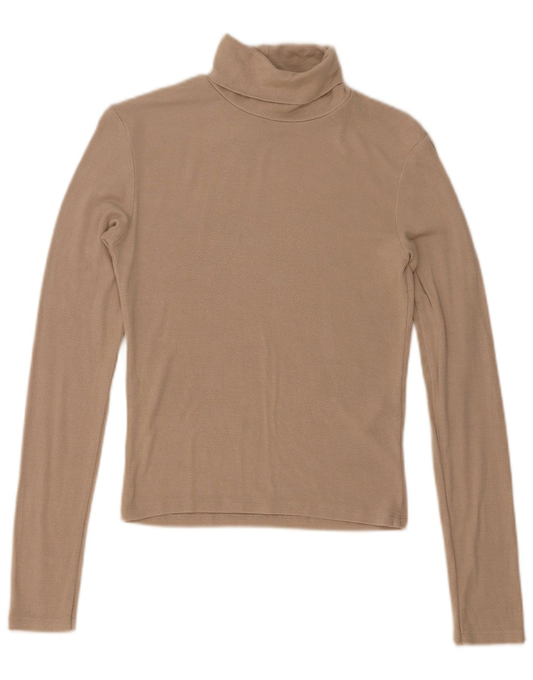 Zara Top curto feminino manga comprida UK 8 pequeno bege viscose