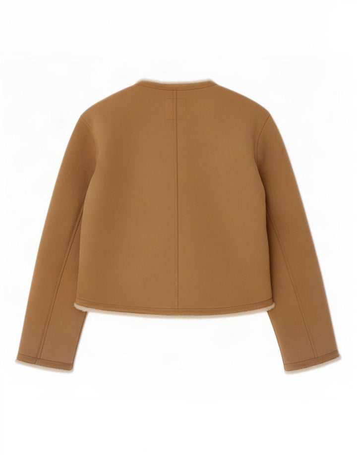 Zara Jaqueta Sherpa Feminina Oversized Reino Unido 6 XS Marrom Poliéster