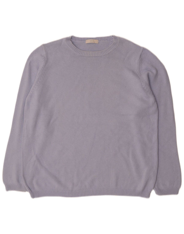 Marks & Spencer Womens Boat Neck Jumper Sweater UK 22 3XL Blue Cotton
