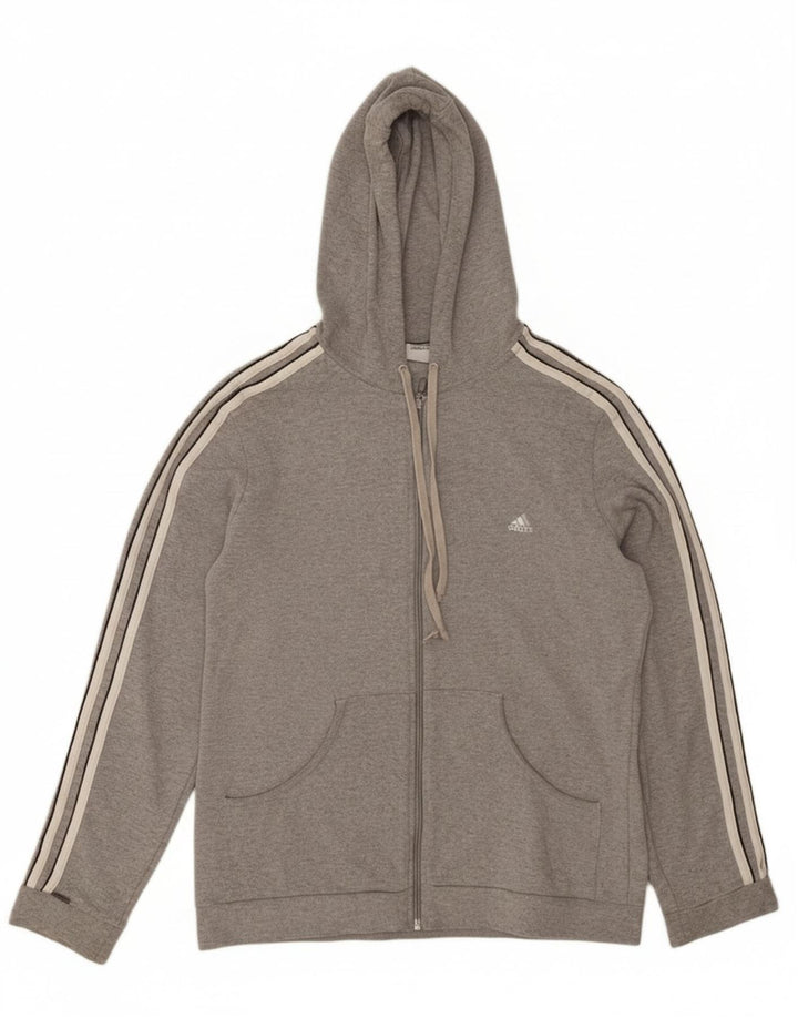 Suéter adidas feminino com capuz e zíper UK 18 XL cinza algodão