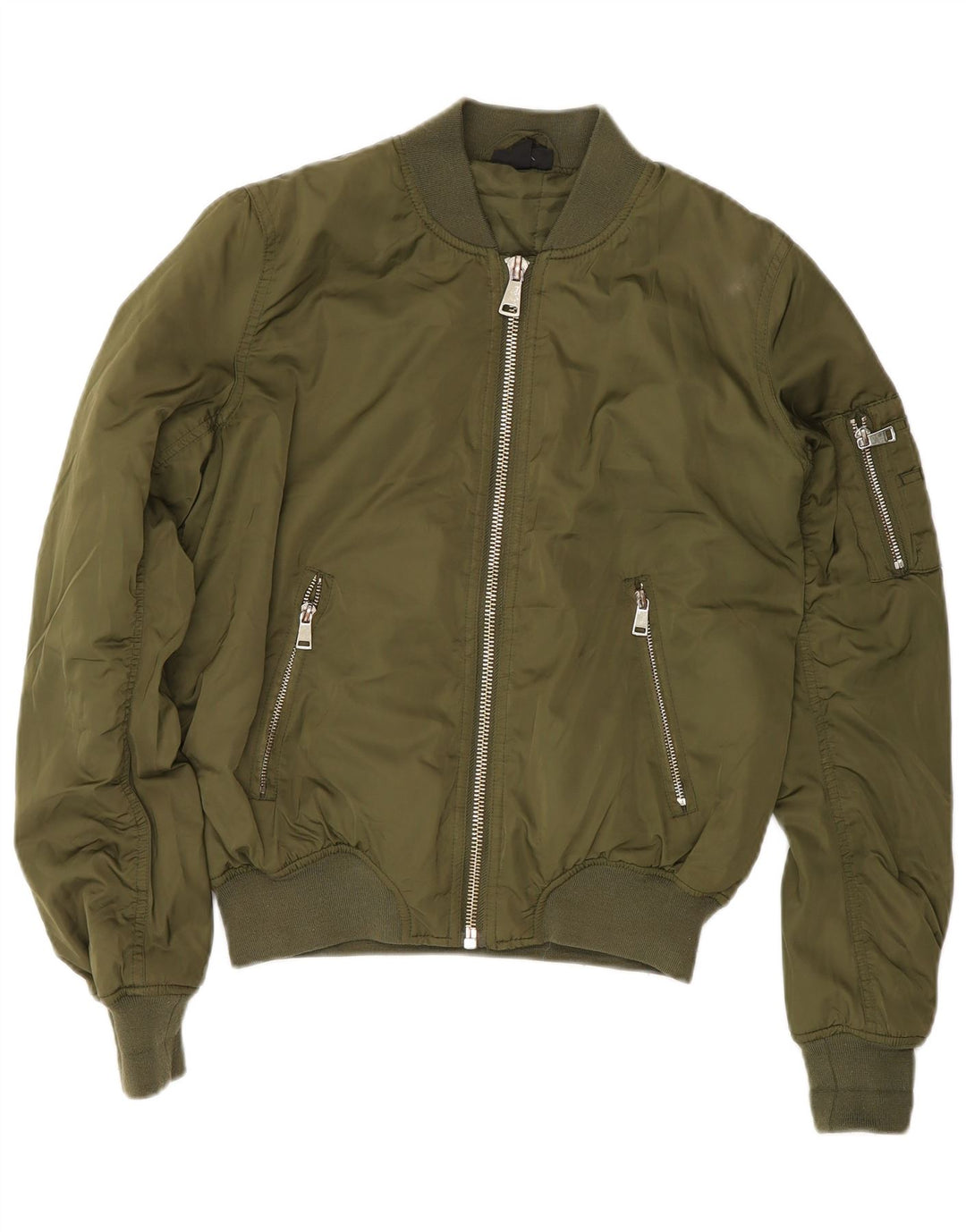 Jaqueta bomber acolchoada feminina Topshop poliéster verde pequeno Reino Unido 8