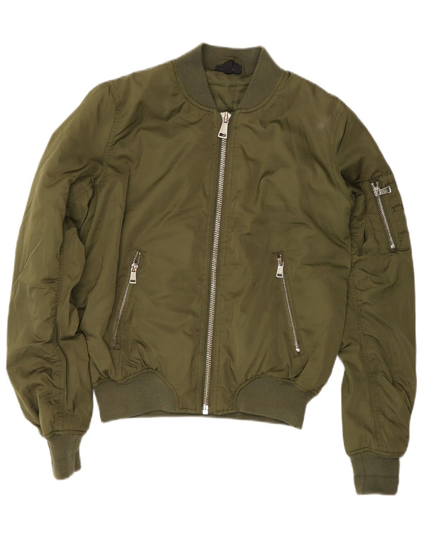 Jaqueta bomber acolchoada feminina Topshop poliéster verde pequeno Reino Unido 8