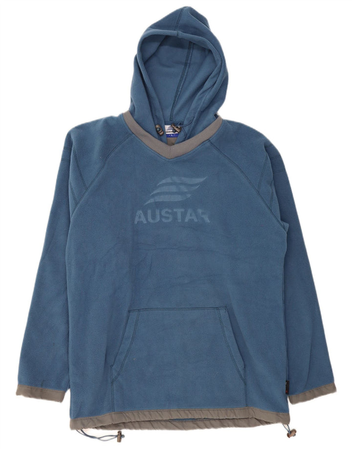 Suéter masculino VINTAGE com capuz e estampa de lã grande poliéster azul