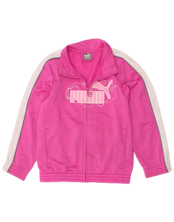 Jaqueta feminina Puma Graphic Tracksuit Top 3-4 anos rosa bloco colorido