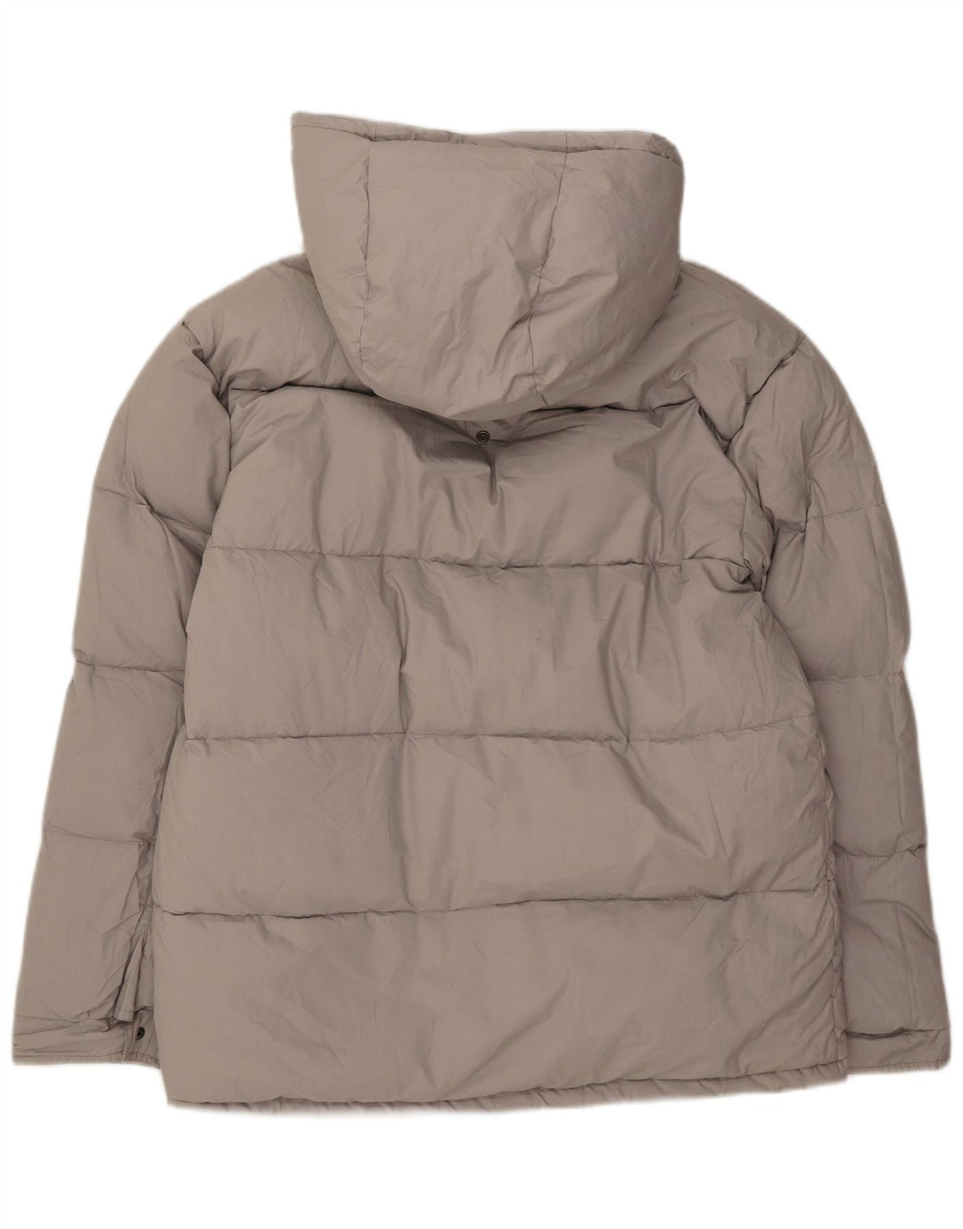 Jaqueta acolchoada reversível com capuz masculino vintage Reino Unido 38 algodão cinza médio