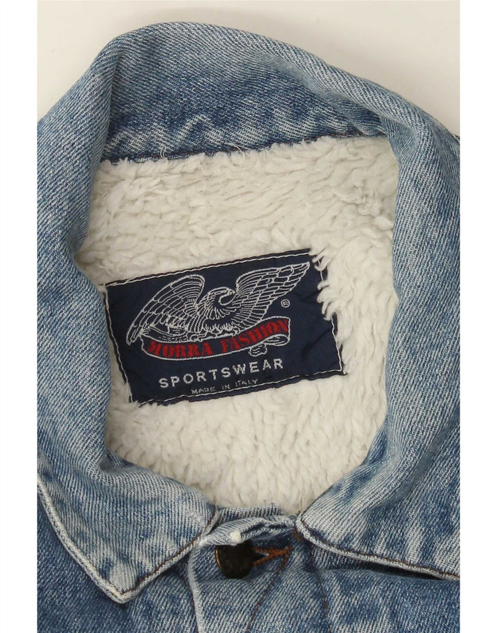 Jaqueta jeans masculina vintage Sherpa UK 40 grande azul