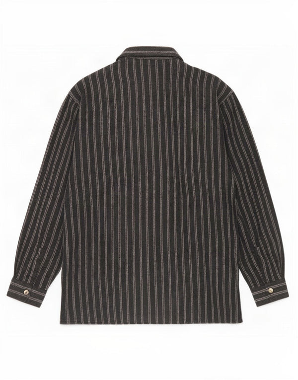 Camisa masculina Tipo'S com zíper completo XL algodão listrado cinza