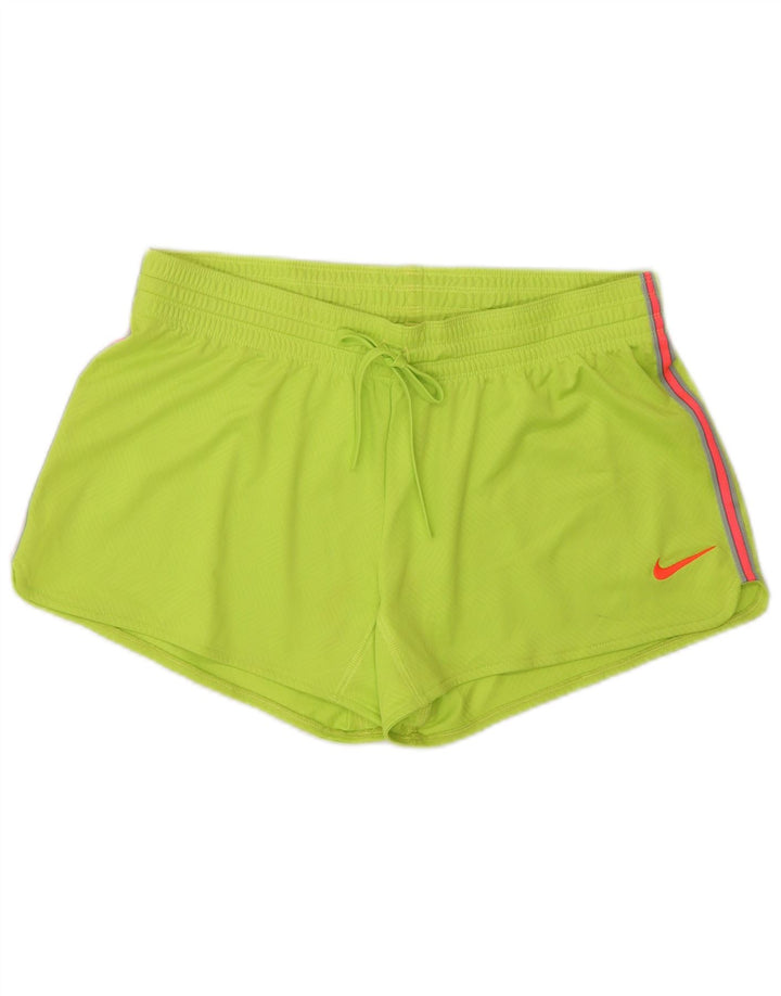 Shorts esportivos femininos Nike Dri Fit UK 14 poliéster verde médio