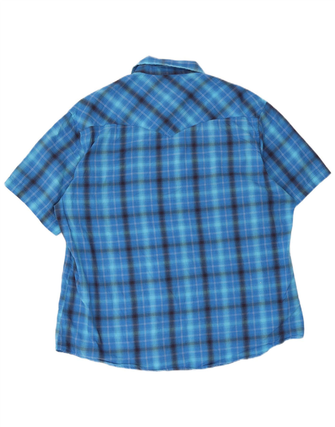 Wrangler Camisa masculina de manga curta grande xadrez azul
