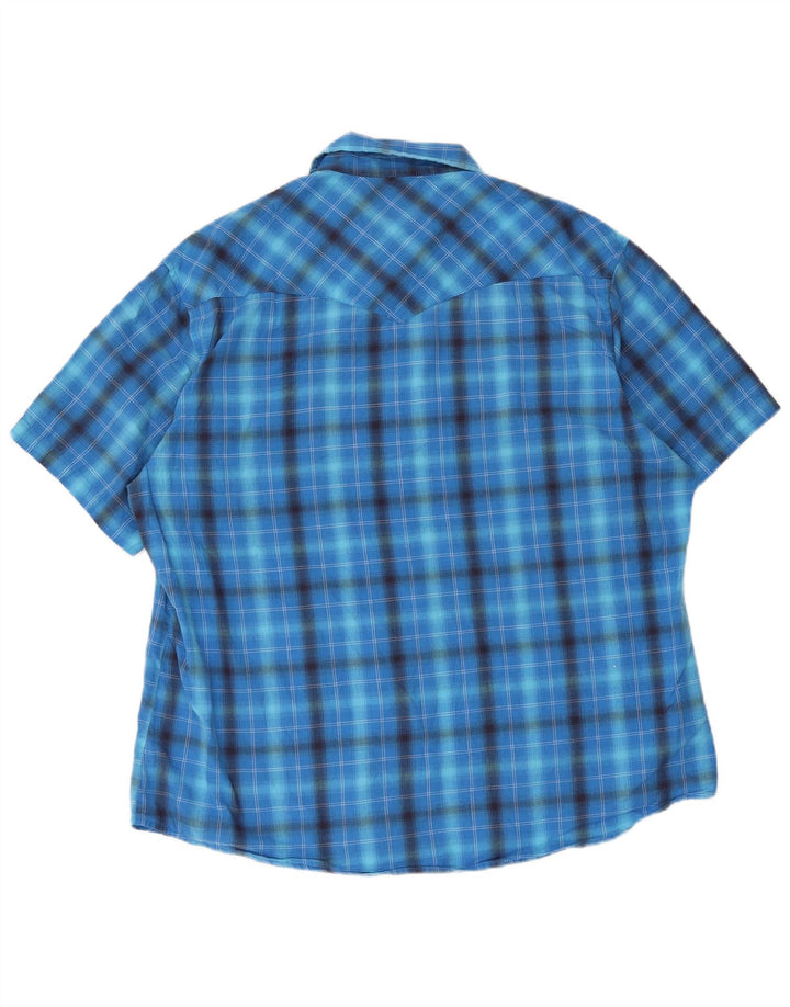 Wrangler Camisa masculina de manga curta grande xadrez azul