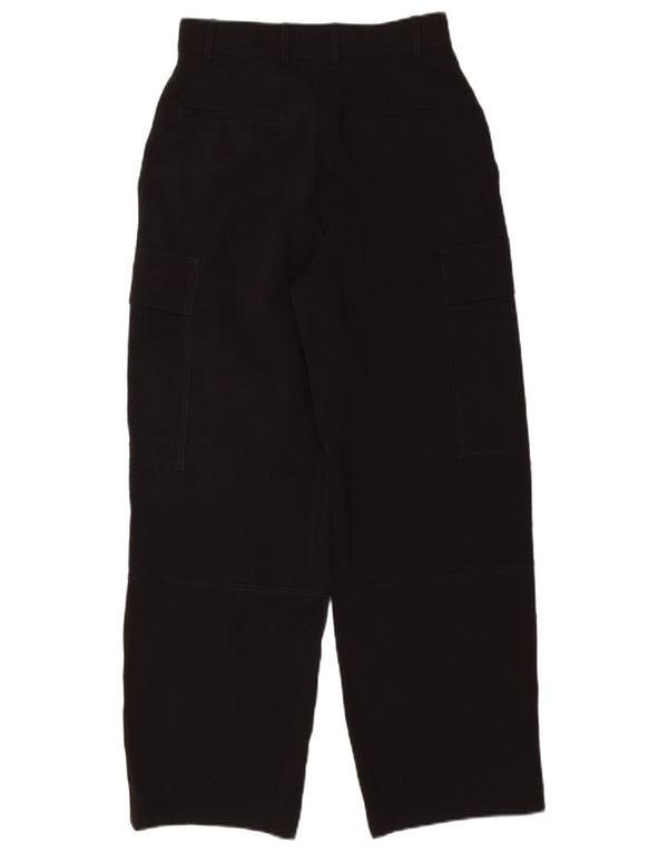 Calça cargo feminina Zara cintura alta com perna larga XS W24 L28 poliéster preto